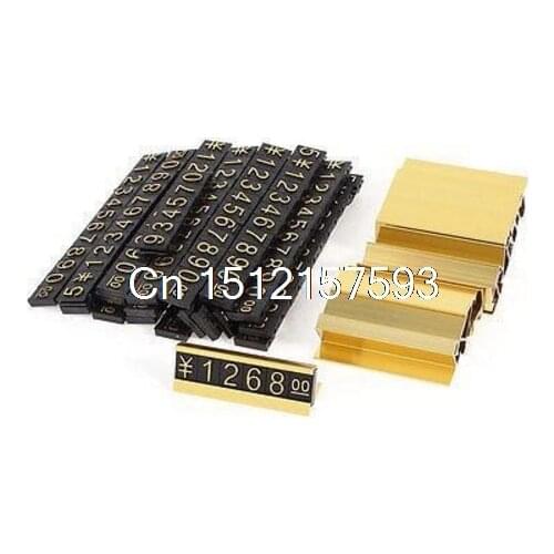 RMB Price Gold Tone Arabic Numerals Combined Price Label Tags 19 x Price Tags +16 x Base