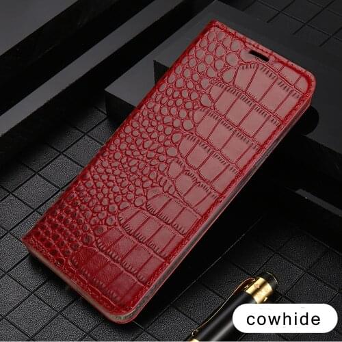LANGSIDI Leather book Flip Case for Samsung Galaxy S20 Ultra S10 plus A50 A8 crocodile Genuine Leather Card slot kickstand Cover