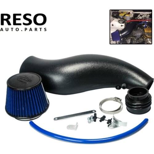 RESO-Black Carbon Plastic Short Ram Air Intake Pipe For Honda Civic 92-00 EK EG JDM W/ Air Filter