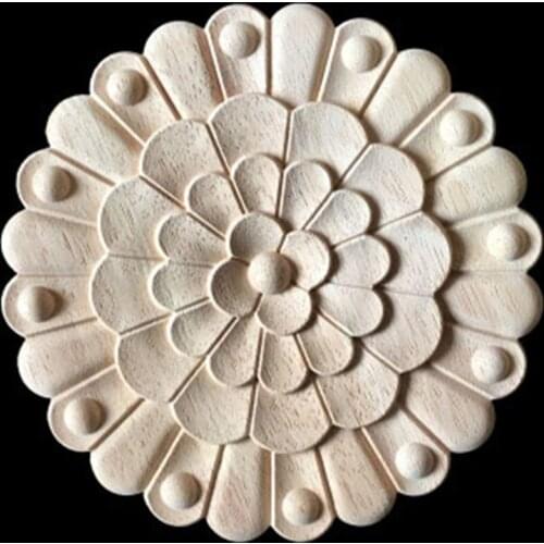 Wood Decoration Carving Flower Piece Door Decals Decorative Furniture Vintage Home Decor Figurines Miniatures Ornaments