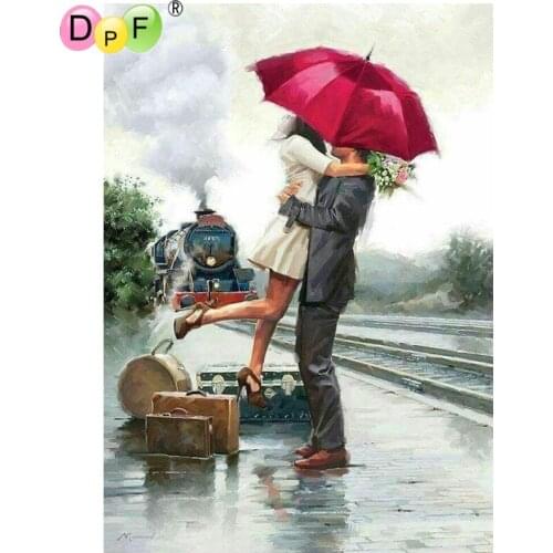 DPF DIY Couple in Station 5D crafts diamond painting cross stitch needlework diamond mosaic square home decor diamond embroidery