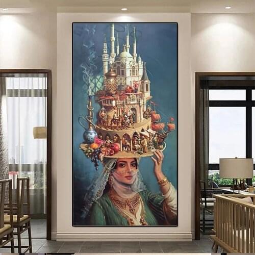 Europe Nobility Palace Woman Abstract Art Hat Canvas Painting Posters and Prints Figure Vintage on Modern Wall Picture for Home