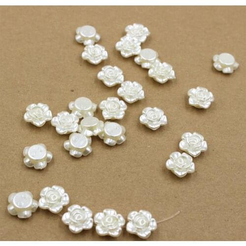 GHRQX 12mm White Simulated Flower Pearl Beads Rose Button two hole loose beads DIY Beads Bracelet making 30 pcs