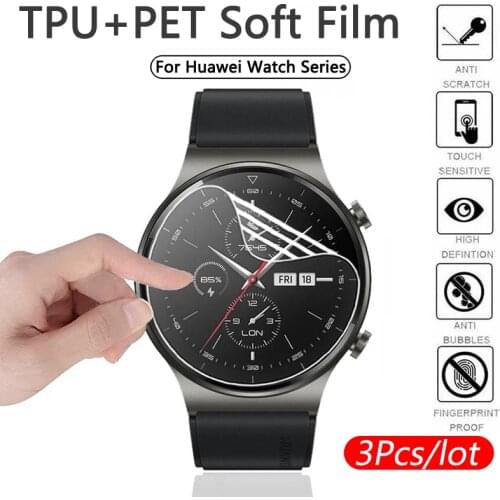 TPU+PET Hydrogel Protective Soft Film For Huawei Watch GT 2 GT 2E 42MM 46MM GT 2 Pro Screen Protector Soft Film For Watch Fit ES