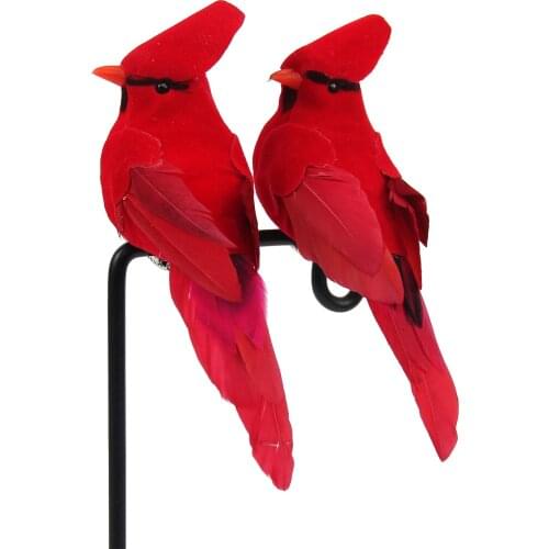 12Pcs Artificial Red Birds Lovely Cardinal Clip On Christmas Tree Decoration Foam and Velvet Birds Festival Party DIY Ornament