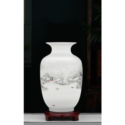 Chinese Small Ceramic White Vase Jingdezhen Jiangxi Home Decoration Ornaments Flower Arrangement Living Room Tv Cabinet Crafts