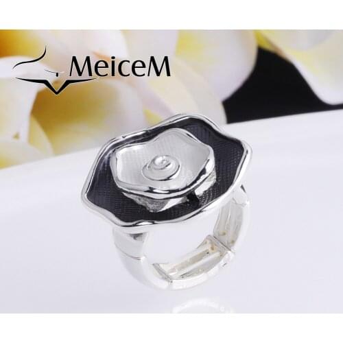MeiceM Classic Rose Flower Rings for Women Fashion Enamel Alloy Rings Female Adjustable Wedding Engagement Ring Best Gifts
