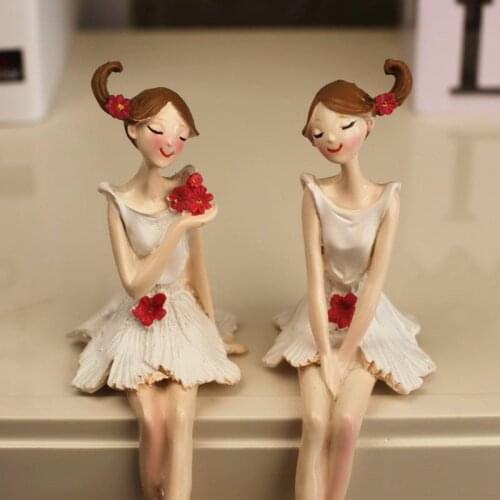 2 Pcs/set Beautiful Angel Flower Fairy Resin Crafts Girl Statue Bedroom Living Room Desktop Creative Home Decoration Ornaments