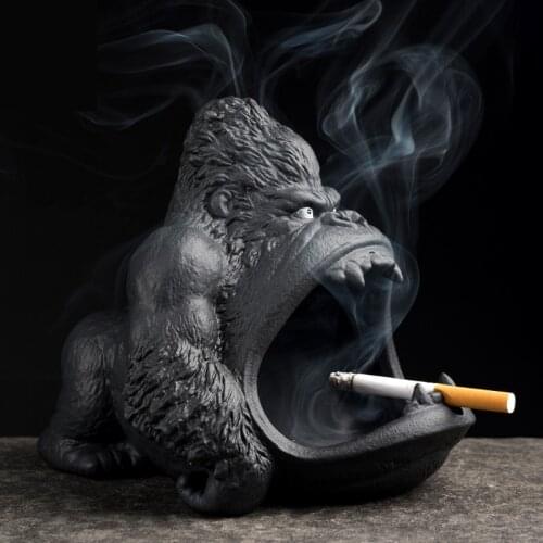 Creative Ceramics Gorilla Figurine Ashtray Decorative Pottery King Kong Ash Receiver Smoking Utensil Ornament Craft Accessories