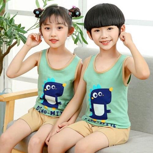 Summer Kids Pajamas Baby Boys Clothing Suit Cartoon Homewear Sleeveless Vest Pant Pijamas Children Sleepwear Pyjamas Sets