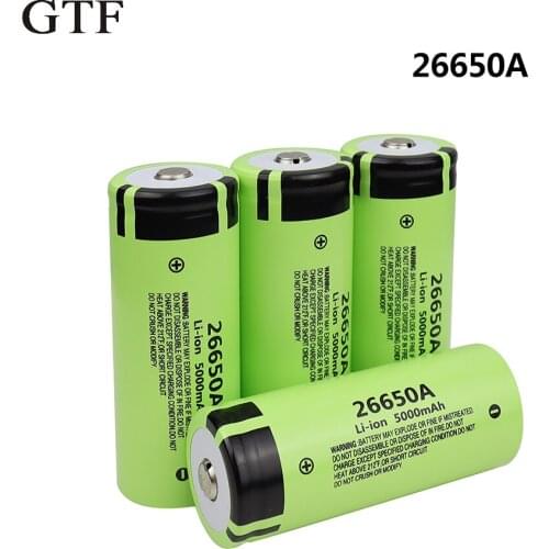 26650 Battery 3.7V 5000mAh Li-ion Rechargeable Battery Pointed 26650A for Flashlight Solar Light Power batteries High Capacity