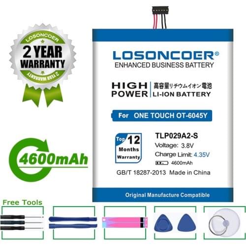 LOSONCOER 4600mAh TLP029A2-S TLp029A2 For Alcatel One Touch Idol 3 Battery I806 TLp029AJ Pop 3 5.5" OT-5025 6045K OT-5025D 6045Y
