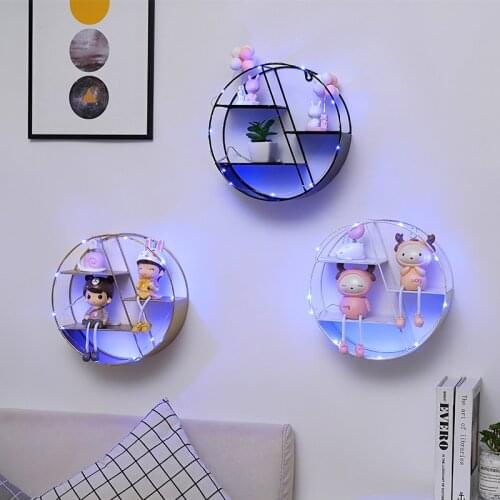 Metal Decorative Wall Frame Iron Ring Nordic Circular Hexagon Iron Storage Rack Wall Hanging Home Office Decoration