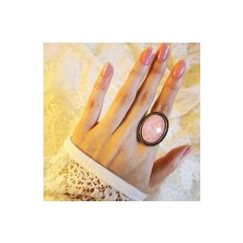 High fashion jewelry fashion retro ring oval hollow flower ring big gem open ring female models