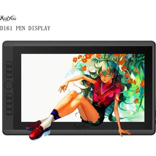 HUIYOU D161 15.6-inch drawing monitor with 7 shortcut keys (92% NTSC, 8192 liquid level pressure, batteryless pens)