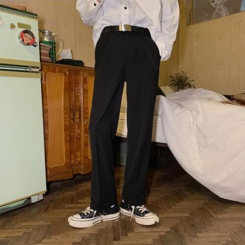 2020 New Casual Pants Men Loose Korean Version Of The Trend Straight Wide Leg Pants Trousers Wild Black Trousers Business