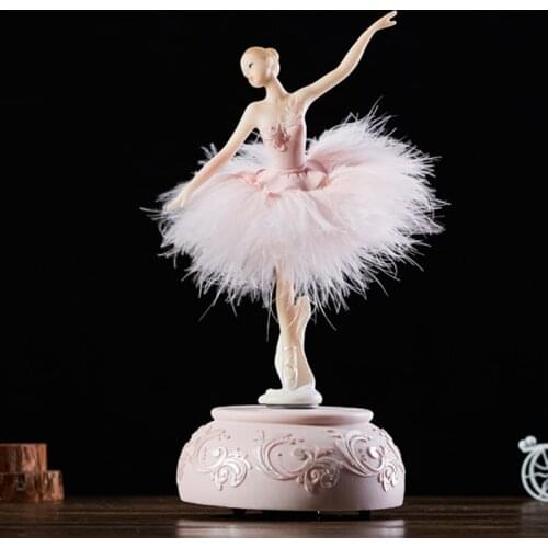 Ballerina Music Box Dancing Girl Swan Lake Carousel with Feather for Birthday Gift Wedding Birthday Gift for Girls Lovely gift