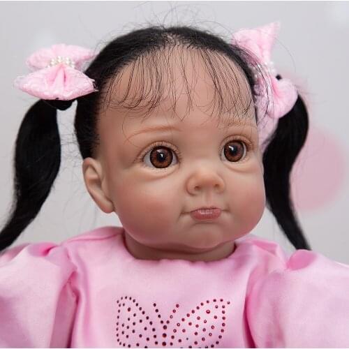 Soft Silicone Reborn Baby Doll 55cm Lifelike 22'' bebe Reborn Menina rooted Hair Kids Playmate Cloth Body For Birthday