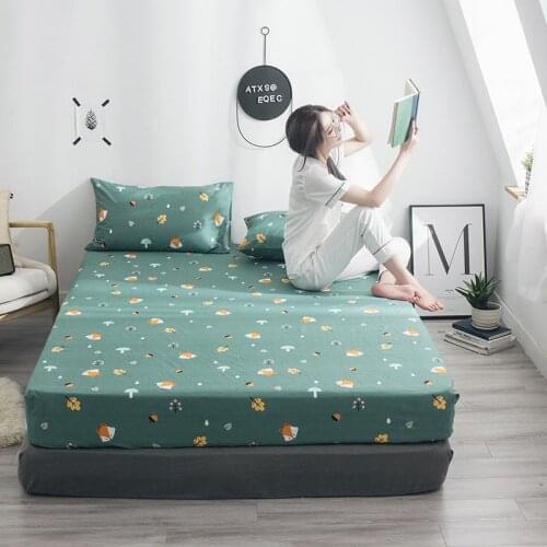 2019 New Product 1pcs 100% Cotton Printing bed mattress set with four corners and elastic band sheets