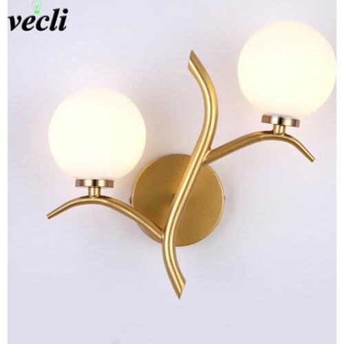Nordic Metal LED Wall Lamp Glass ball Postmodern golden Wall lamp G9 Loft cafe Bedside light porch corridor Wandlamp lighting