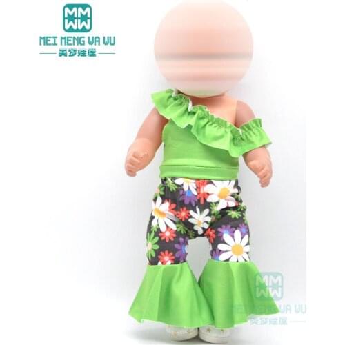 Doll Clothes Shiny skirt, flared pants, leather shoes for 43 cm toy new born doll baby and American doll Girls gift