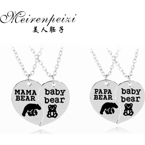 Mama Papa Baby Bear Necklace Jewelry Little Girl Jewelry Gift For Girl Match Mama Bear Papa Bear Pendants Necklaces Best Gifts