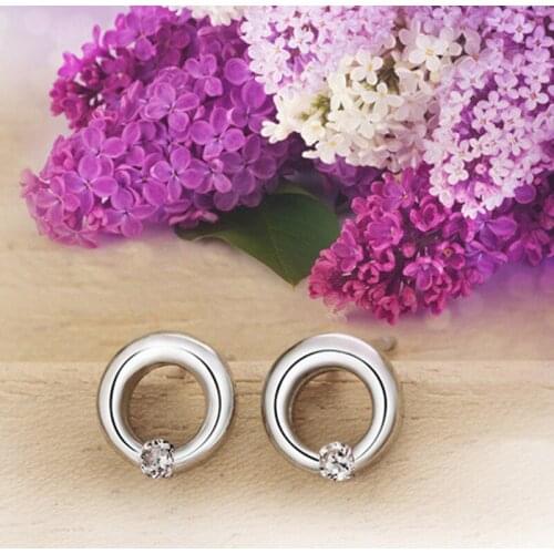 Popular 925 Sterling Silver Stud Earrings Girl Jewelry Charm Circle Earring Women Party Accessories Valentines Day Gifts KOFSAC