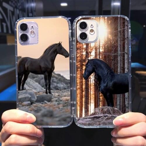 Horse animal Phone Case Transparent for iPhone 6 7 8 11 12 s mini pro X XS XR MAX Plus cover funda shell