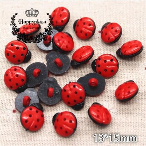 100pcs Mix Colors Plastic Animal Ladybug Shank Buttons Clothing Accessories Sewing Supplies,13*15mm