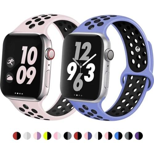 Silicone Strap For Apple Watch Band 44MM 40MM iWatch band 42MM 38MM Breathable Correa Bracelet For Apple Watch 6 5 4 3 SE Straps