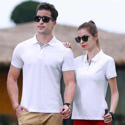High quality polo shirt New mercerized cotton women men Couple polo shirt Summer short sleeve solid casual shirt polo man