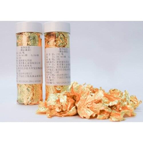 1 Pc Edible Grade Genuine Gold Leaf Schabin Flakes 2g 24K Gold Decorative Dishes Chef Art Cake Decorating Tools Chocolate