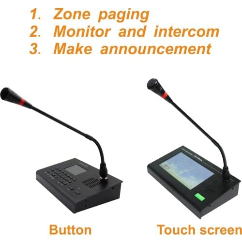 SIP PA System IP network Call Station Paging Microphone with button or touch screen for Zone Paging and intercom, call station