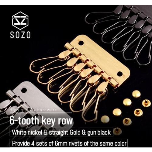 SOZO 2/5Pcs Wallet Key Row 6 Hooks Metal Key Holders Hardware DIY Accessories Tool Rivet Hook Keyring Organizer Key Chain
