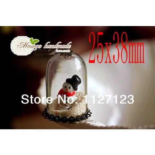 50sets25X38MM Glass Globe Necklace Pendants (Assorted pendant base colors),Empty Containers,Bubbles globe pendant