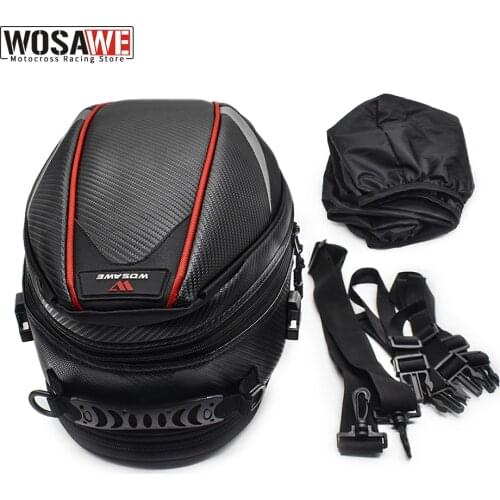 WOSAWE Motorcycle Tail Bags Waterproof Motocross Motorbike Travel Tank Bag Rear Seat Trunk Pack Reflective Safety Helmet Bag