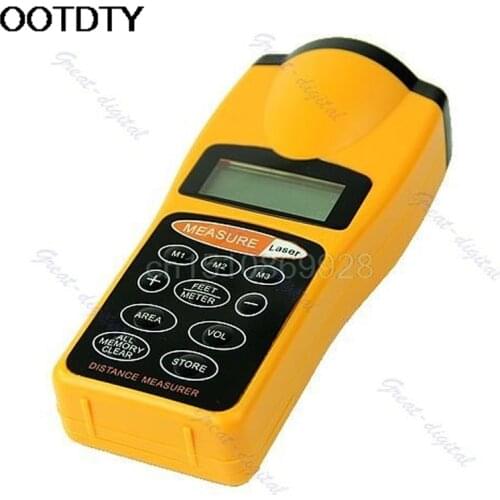 LCD Ultrasonic Laser Pointer Distance Measure Range Finder Device 18M 60FT