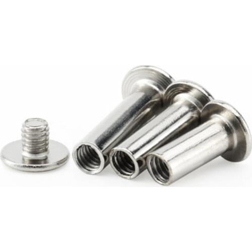 20pcs/lot M5*6/8/10/12/15/18/20/25/30 stainless steel accounk Photo Album screw Snap Rivet Books Butt Screw