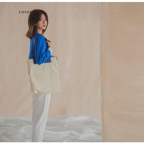 High-end shopping bag tide brand canvas handbag Female single shoulder Bag 2020 new lightweight solid color casual tote