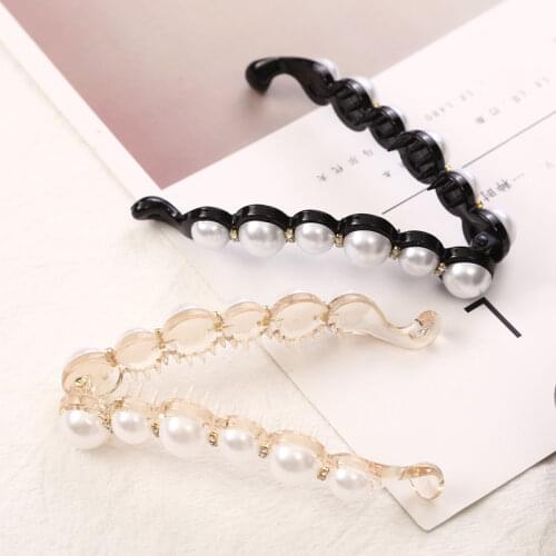 Fashion hair clips for women Pearl Hair Clip vertical clip horsetail clip pearl banana clip hair acrylic hair clip Accessories
