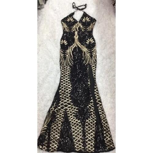 Halter V Neck Autumn Sequined Sexy Dress Women Long Maxi Dress Christmas Party Club Strap Dresses Vestidos