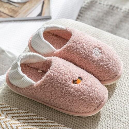 Winter Warm Women Soft Sole Cotton House Slippers Couple Plush Bedroom Shoes Cute Cartoon Print Sock Casual Indoor Floor Slipper