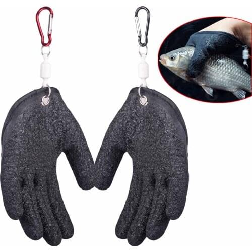 1Pcs Anti-slip Fishing Gloves One Size Fisherman Protect Hand Handy Catching Fish Glove with Magnetic Quick Release Buckle