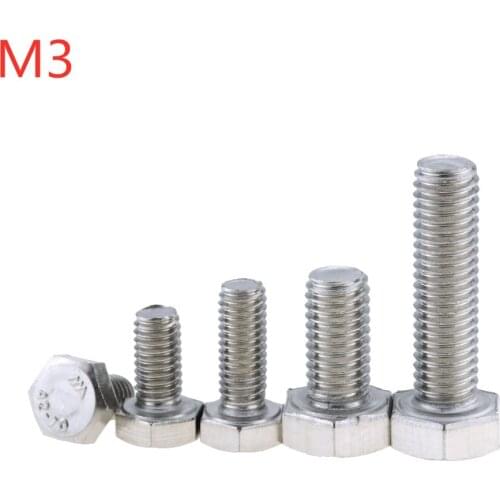 10PCS M3*8-30 10 16 20 25 A2-70 304 Stainless Steel Metric Thread DIN933 External Outside Hex Hexagon Head Cap Screw Bolt M3x8