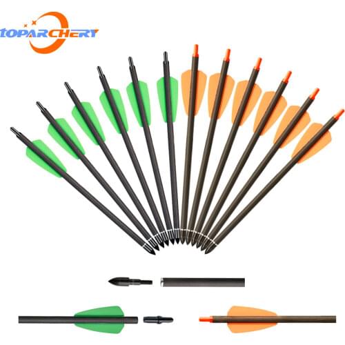 6/12/24 pcs 7.5 inch pure carbon bow and arrow hunting bow and arrow archery hunting small bolt steel arrow archery accessories