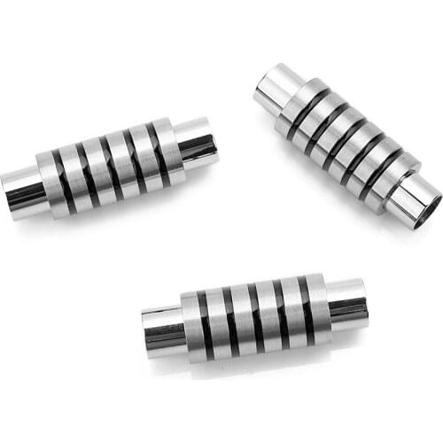 2Pcs/lot Black Stripe Stainless Steel Magnetic Clasps Jewelry DIY Bracelets Making Findings Leather Bracelets Connector