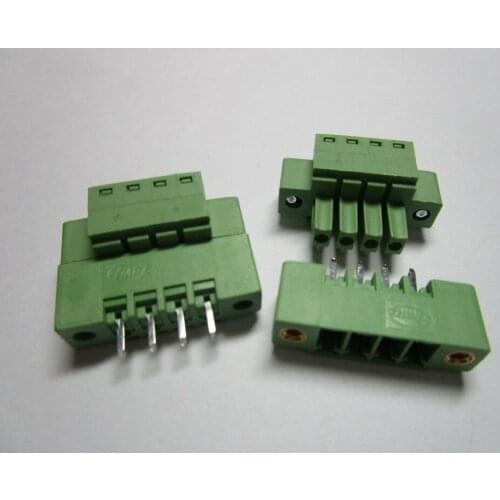 20 pcs With Embossmen Straight 4 pin Pitch 3.5mm Screw Terminal Block Connector Green Color Pluggable Type with straight pin