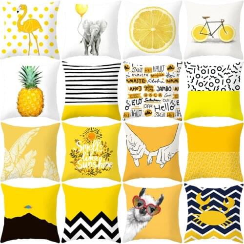 45 x 45cm Yellow Striped Pillowcase Geometric Waist Throw Cushion Pillow Cover Soft Cool Pillow Case Bedroom Home Officedecor