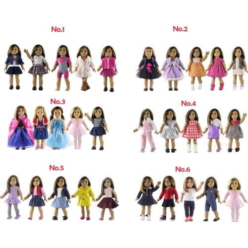 Hot 5 Set Doll Clothes New Style for 18'' American Doll Princess Dress Ballet Skirt Many Style for Choice