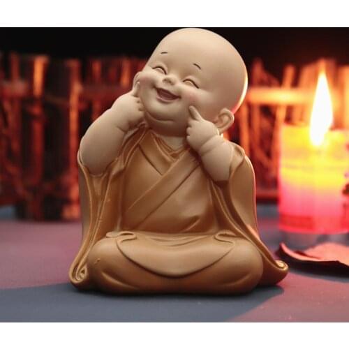 Buddhist Small Monk Statues Ornament Figurine Sculpture Handmade Car Home Decorations Kids Adult Home Decoration